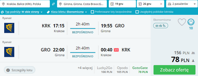 Ryanair z Krakowa do Girony