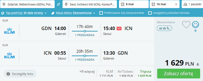rezerwacja lotów do Seulu