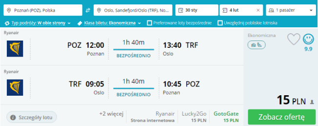 rezerwacja lotów do Oslo
