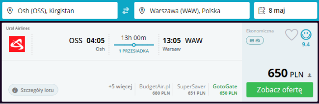 Rezerwacja przelotów z Osz do Warszawy